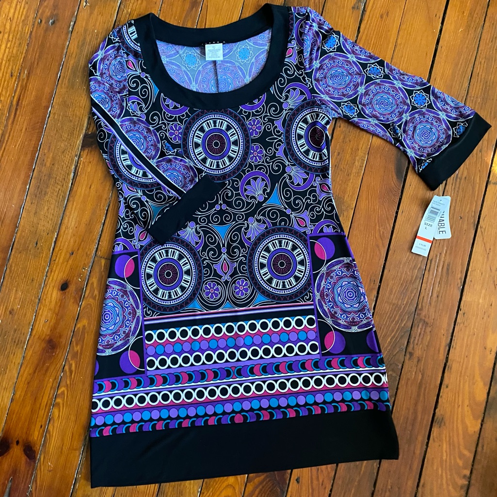 Hp| Tiana B. Fit & Flare Dress Purple & Black Size Large